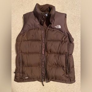 Brown north face puffer vest M
